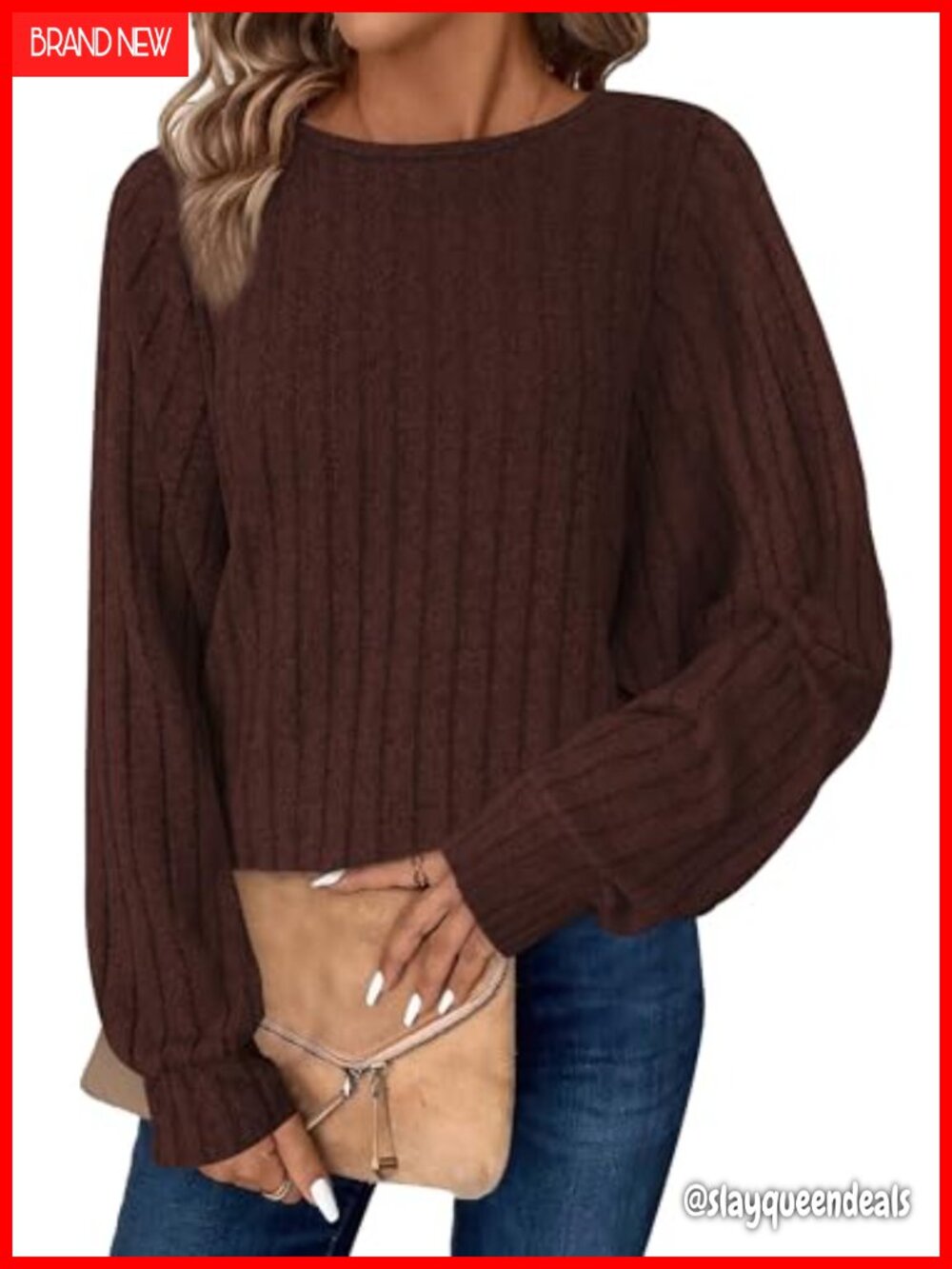 Women's Batwing Long Sleeve Tunic Sweater Lightweight Crew Neck Work Top